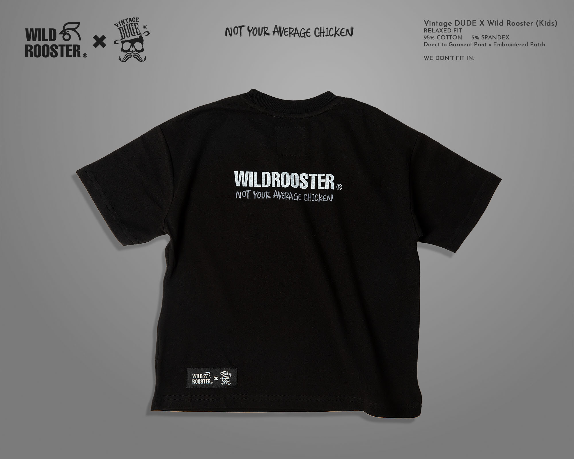 Wild Rooster × VINTAGE DUDE T-shirt (Kids) | oversize 大尺碼男裝