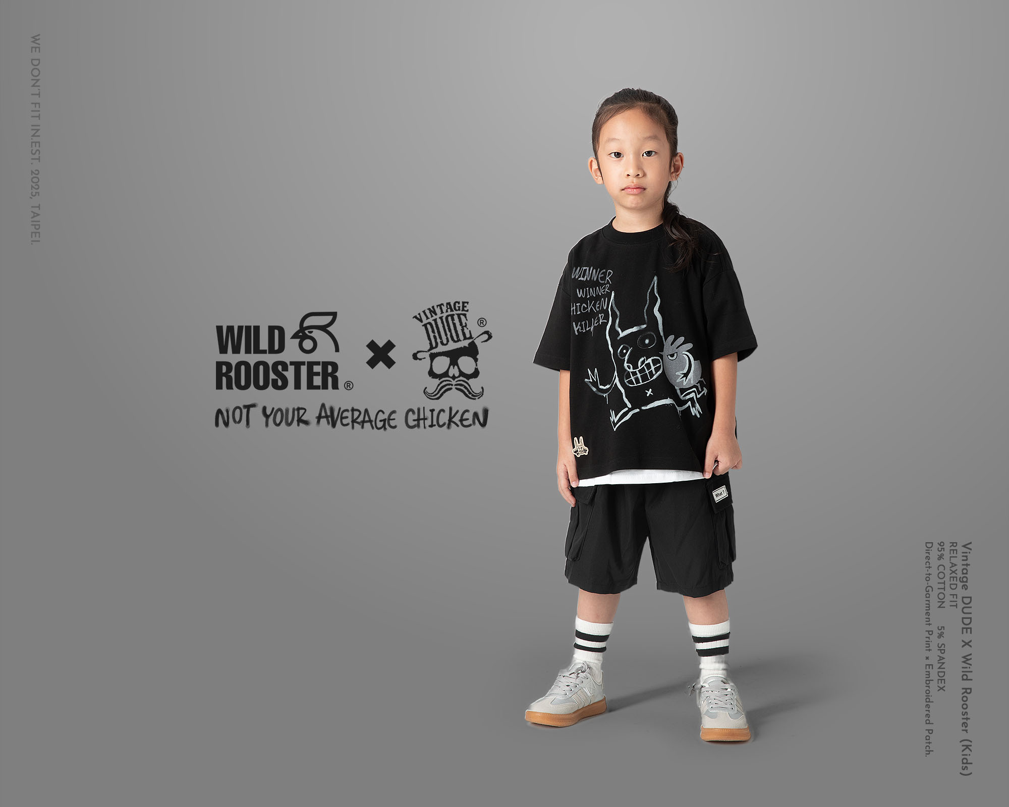 Wild Rooster × VINTAGE DUDE T-shirt (Kids) | oversize 大尺碼男裝