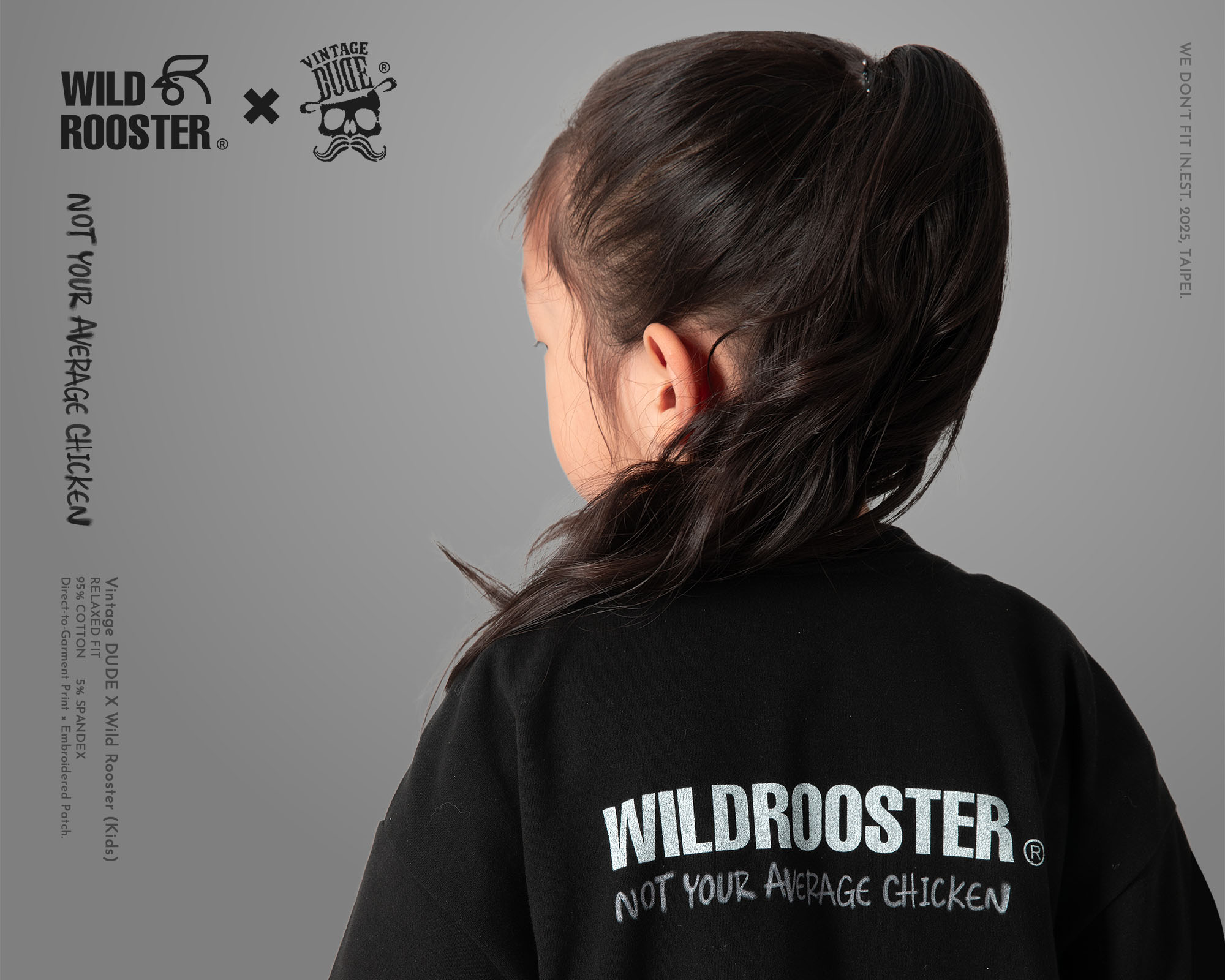 Wild Rooster × VINTAGE DUDE T-shirt (Kids) | oversize 大尺碼男裝